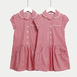 মেয়েদের কটন স্কুল ড্রেস (2-14 বছর)